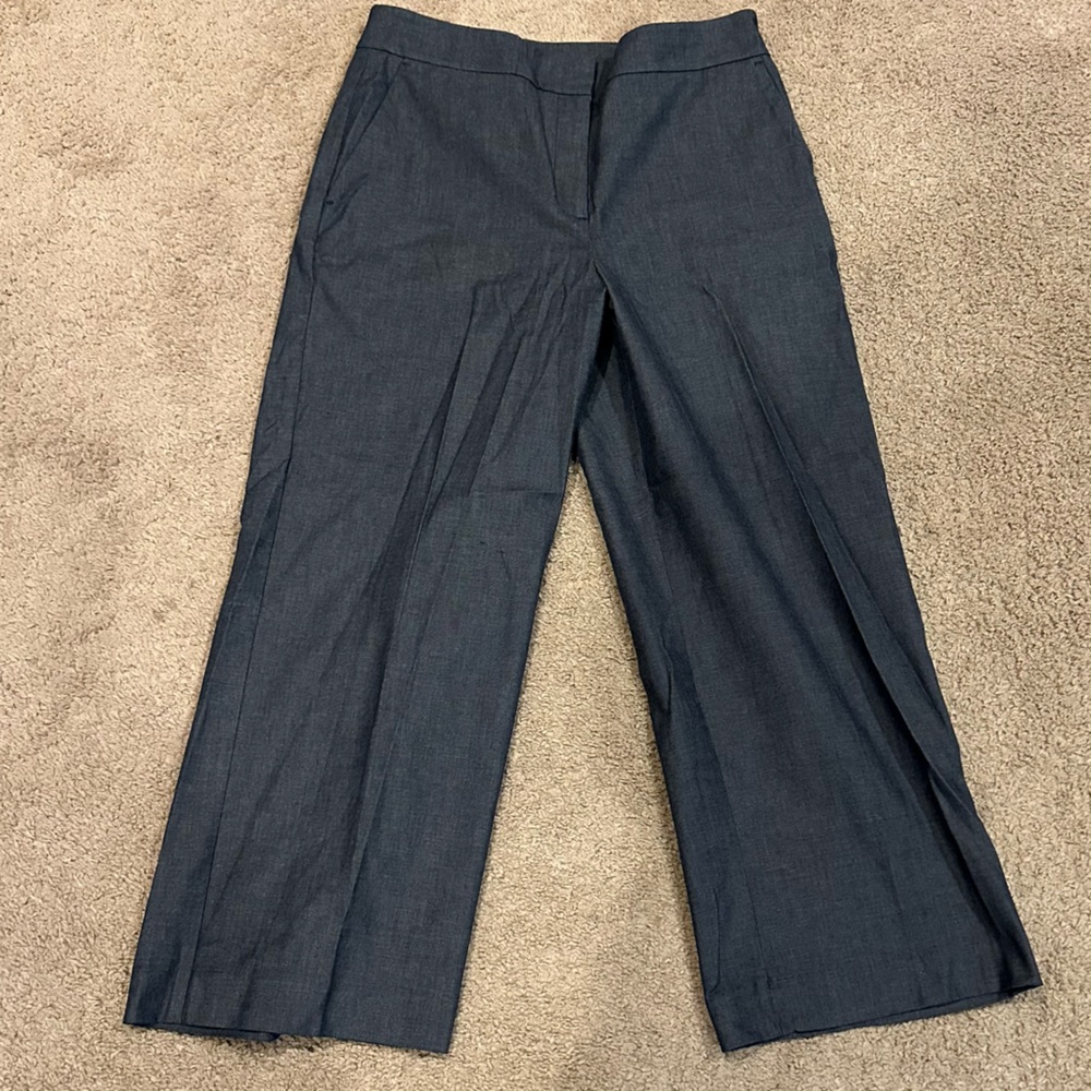 Ann Taylor Cropped Wide-Leg Gray Trousers